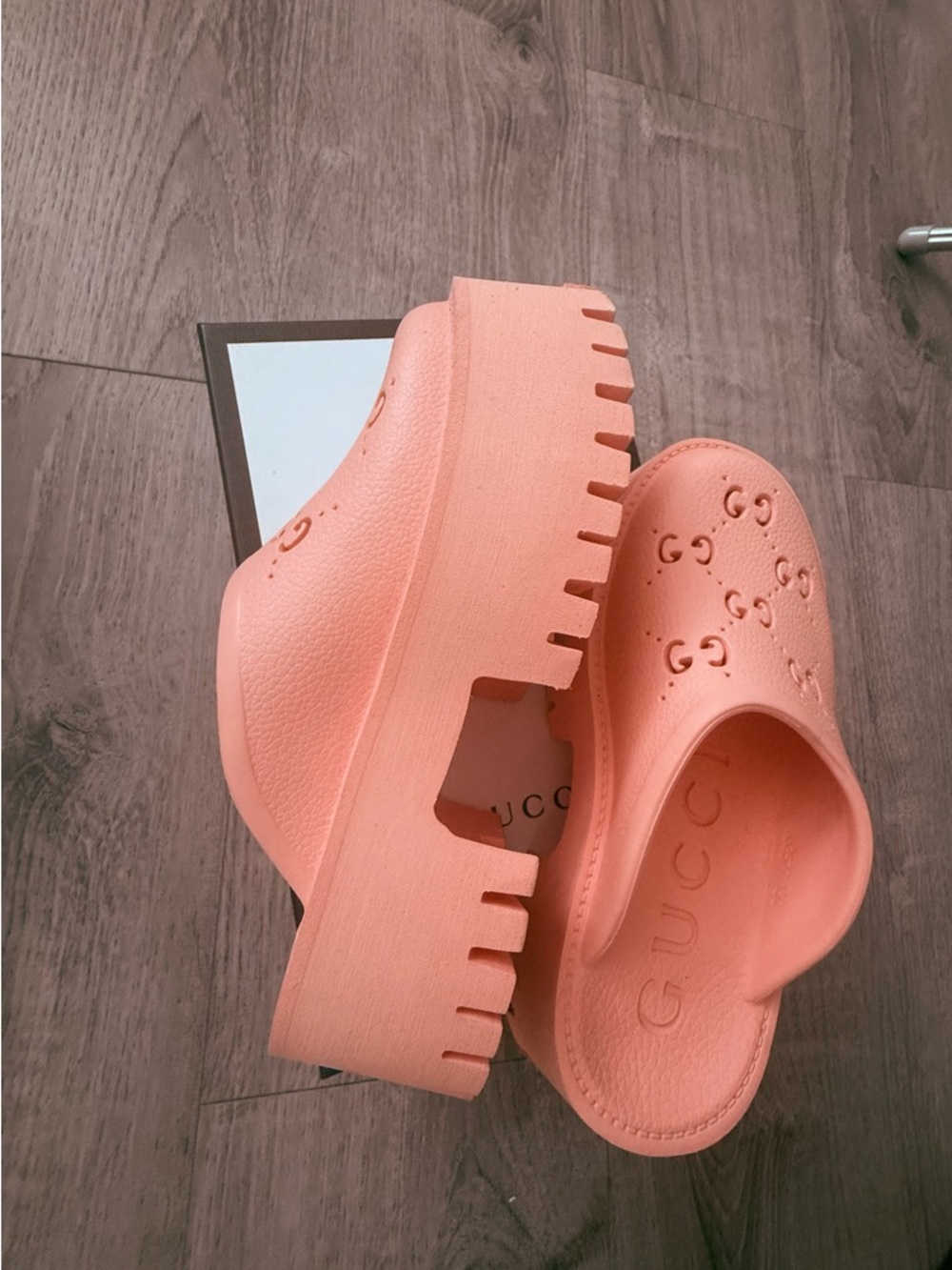 GG  Coral pink  Platform Clog Mule